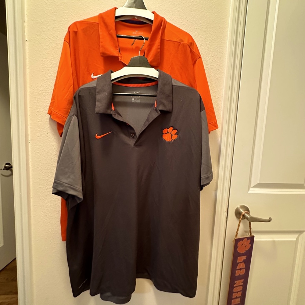 Bundle of 2. Mens Nike Clemson Dri-Fit Polo Shirts. Size 3XL (CT0015)